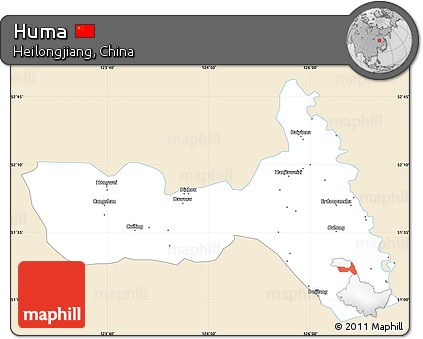 Classic Style Simple Map of Huma, single color outside