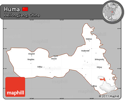 Gray Simple Map of Huma, cropped outside