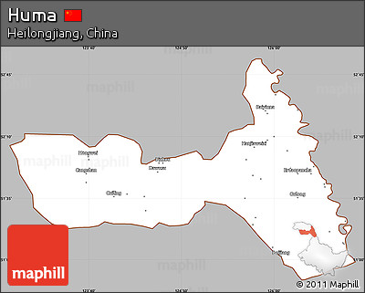 Gray Simple Map of Huma, cropped outside