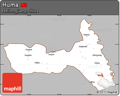 Gray Simple Map of Huma, cropped outside