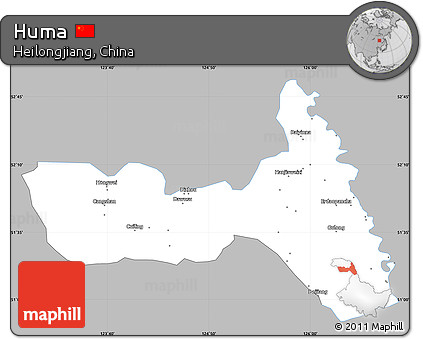 Gray Simple Map of Huma, single color outside