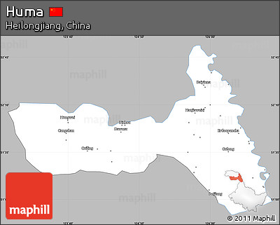 Gray Simple Map of Huma, single color outside