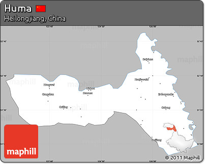 Gray Simple Map of Huma, single color outside