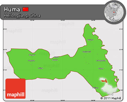 Political Simple Map of Huma, cropped outside