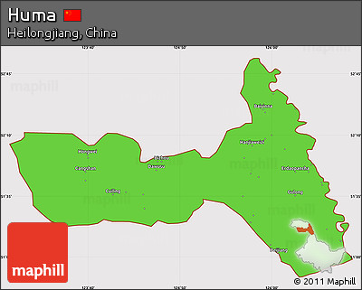 Political Simple Map of Huma, cropped outside