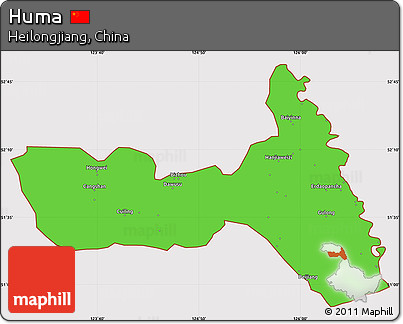 Political Simple Map of Huma, cropped outside
