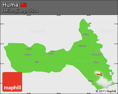 Political Simple Map of Huma, single color outside