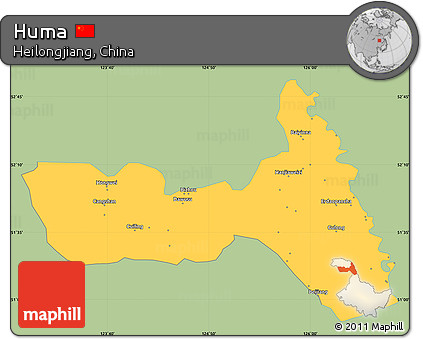 Savanna Style Simple Map of Huma, single color outside