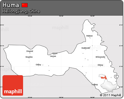 Silver Style Simple Map of Huma, cropped outside