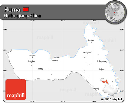 Silver Style Simple Map of Huma, single color outside