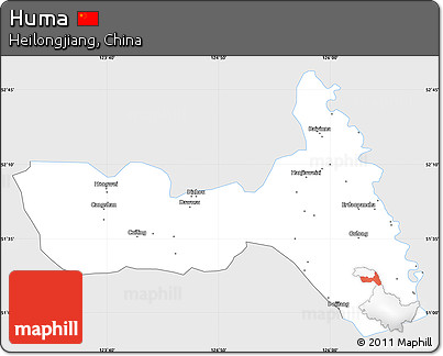 Silver Style Simple Map of Huma, single color outside