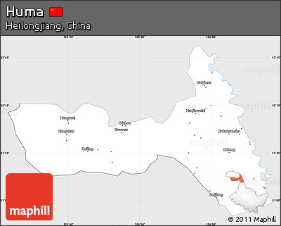 Silver Style Simple Map of Huma, single color outside