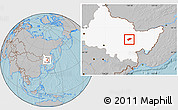 Gray Location Map of Jiamusi Shi, highlighted parent region, hill shading
