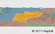 Political Panoramic Map of Jiamusi Shi, semi-desaturated