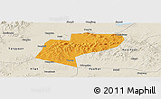 Political Panoramic Map of Jiamusi Shi, shaded relief outside