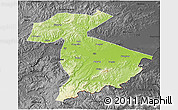 Physical 3D Map of Jidong, darken, desaturated