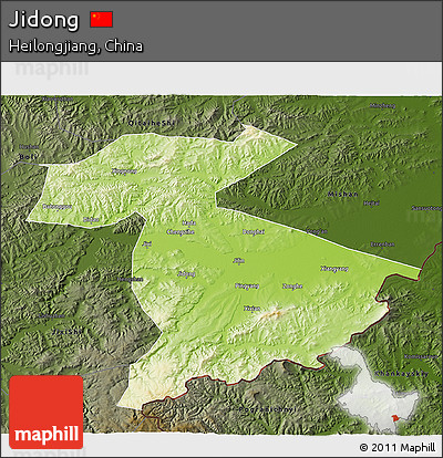 Physical 3D Map of Jidong, darken