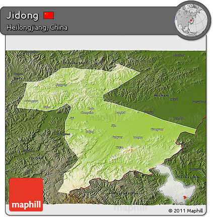 Physical 3D Map of Jidong, darken