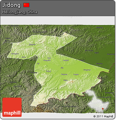 Physical 3D Map of Jidong, darken