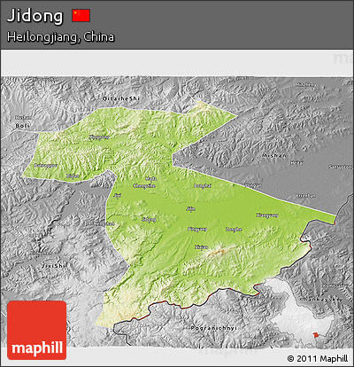 Physical 3D Map of Jidong, desaturated