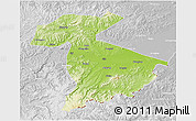 Physical 3D Map of Jidong, lighten, desaturated