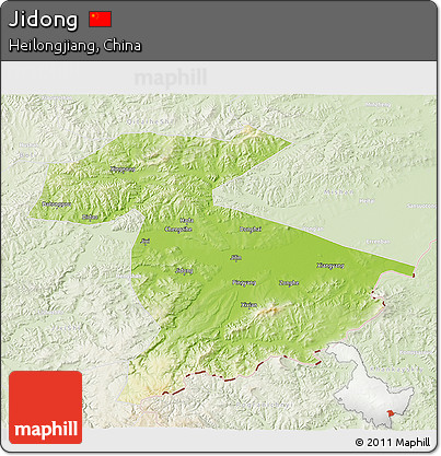 Physical 3D Map of Jidong, lighten
