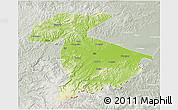 Physical 3D Map of Jidong, lighten, semi-desaturated