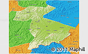Physical 3D Map of Jidong, political outside