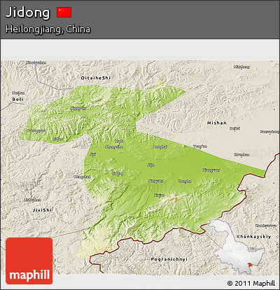 Physical 3D Map of Jidong, shaded relief outside
