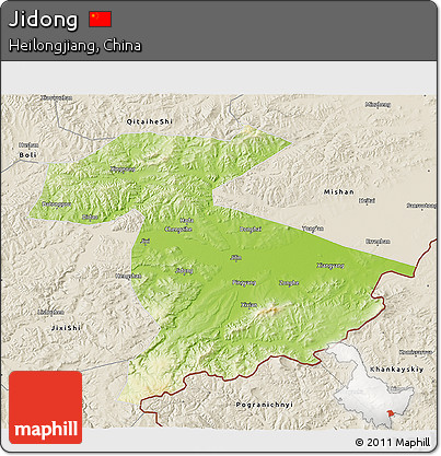 Physical 3D Map of Jidong, shaded relief outside