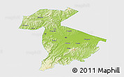 Physical 3D Map of Jidong, single color outside