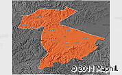 Political 3D Map of Jidong, darken, desaturated