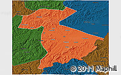 Political 3D Map of Jidong, darken