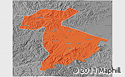 Political 3D Map of Jidong, desaturated
