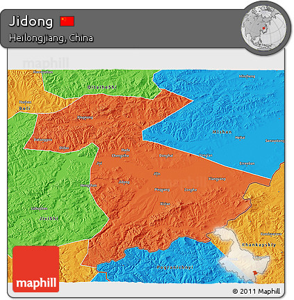 Political 3D Map of Jidong