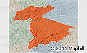 Political 3D Map of Jidong, lighten, semi-desaturated