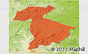 Political 3D Map of Jidong, physical outside