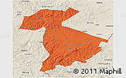 Political 3D Map of Jidong, shaded relief outside