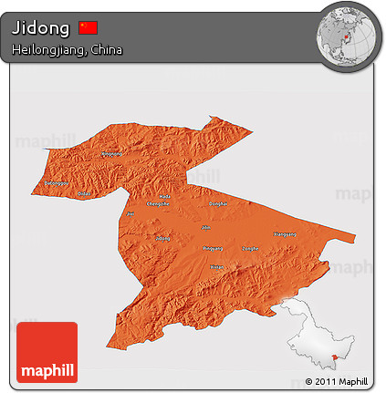 Political 3D Map of Jidong, single color outside