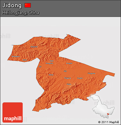 Political 3D Map of Jidong, single color outside