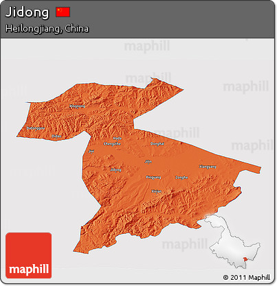 Political 3D Map of Jidong, single color outside