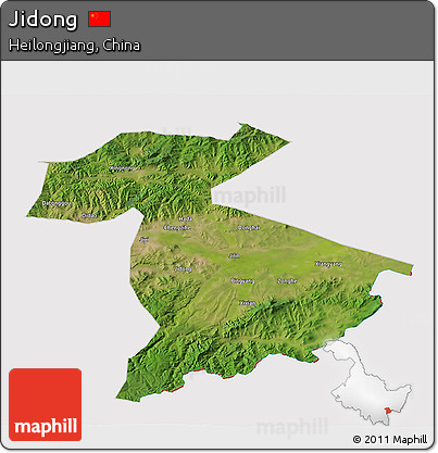 Satellite 3D Map of Jidong, cropped outside