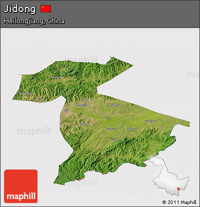 Satellite 3D Map of Jidong, cropped outside