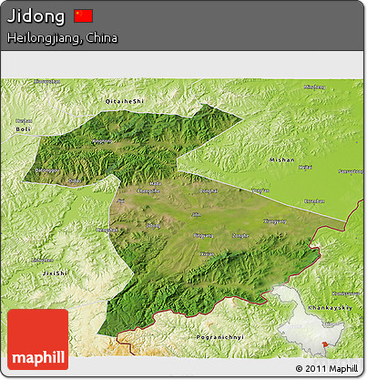 Satellite 3D Map of Jidong, physical outside