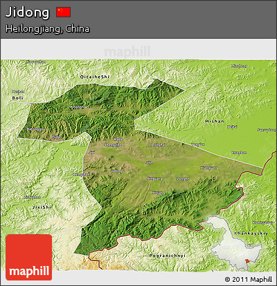 Satellite 3D Map of Jidong, physical outside