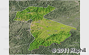 Satellite 3D Map of Jidong, semi-desaturated
