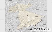 Shaded Relief 3D Map of Jidong, desaturated