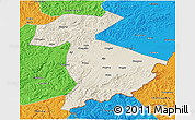 Shaded Relief 3D Map of Jidong, political outside