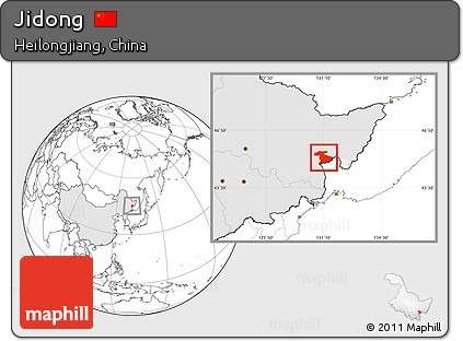 Blank Location Map of Jidong, highlighted country