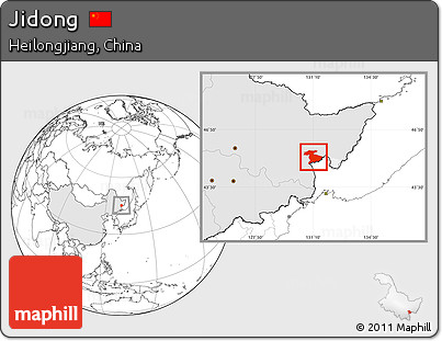 Blank Location Map of Jidong, highlighted country